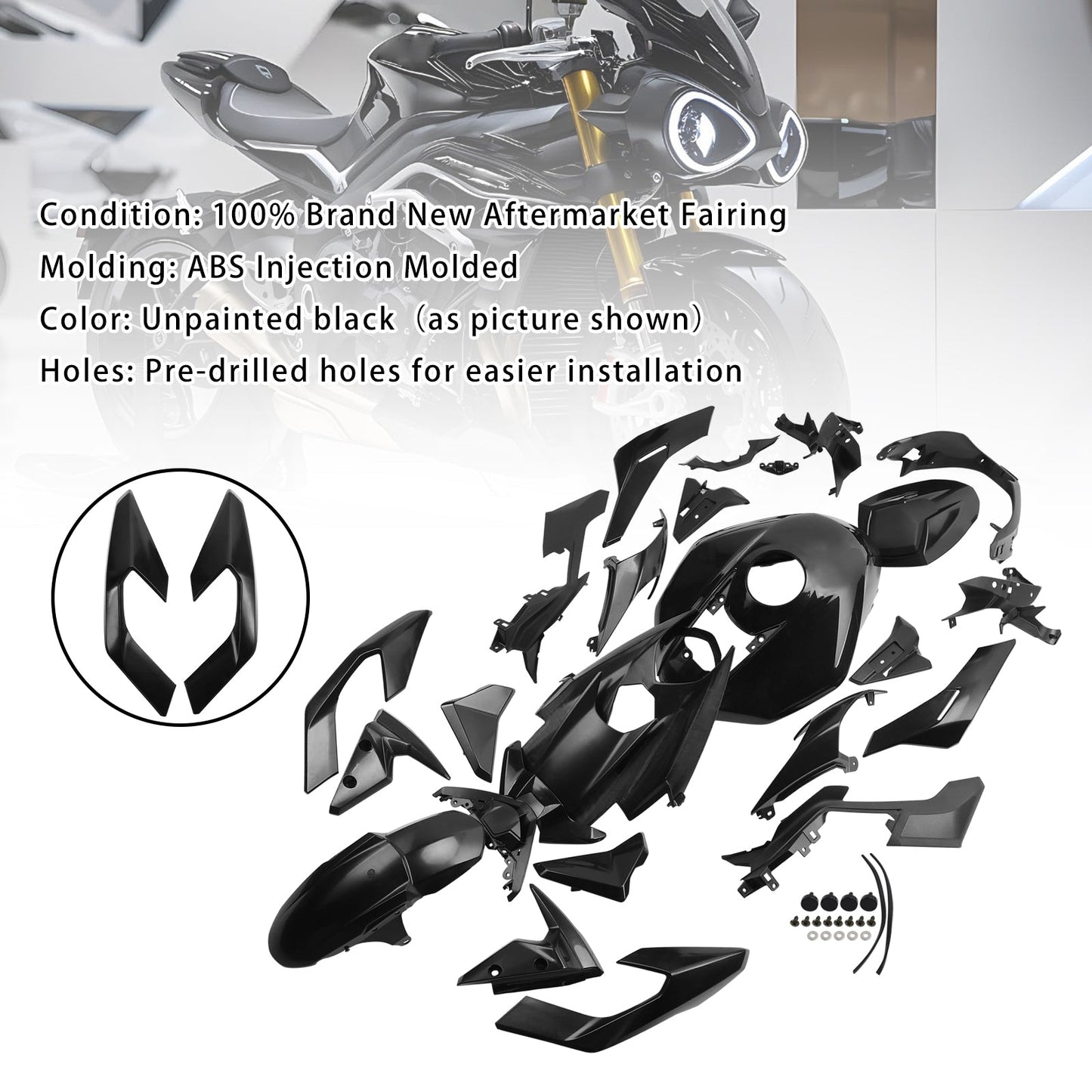 Carenatura per carrozzeria Street Triple 765 R/RS 2023-2025, non verniciata, a iniezione