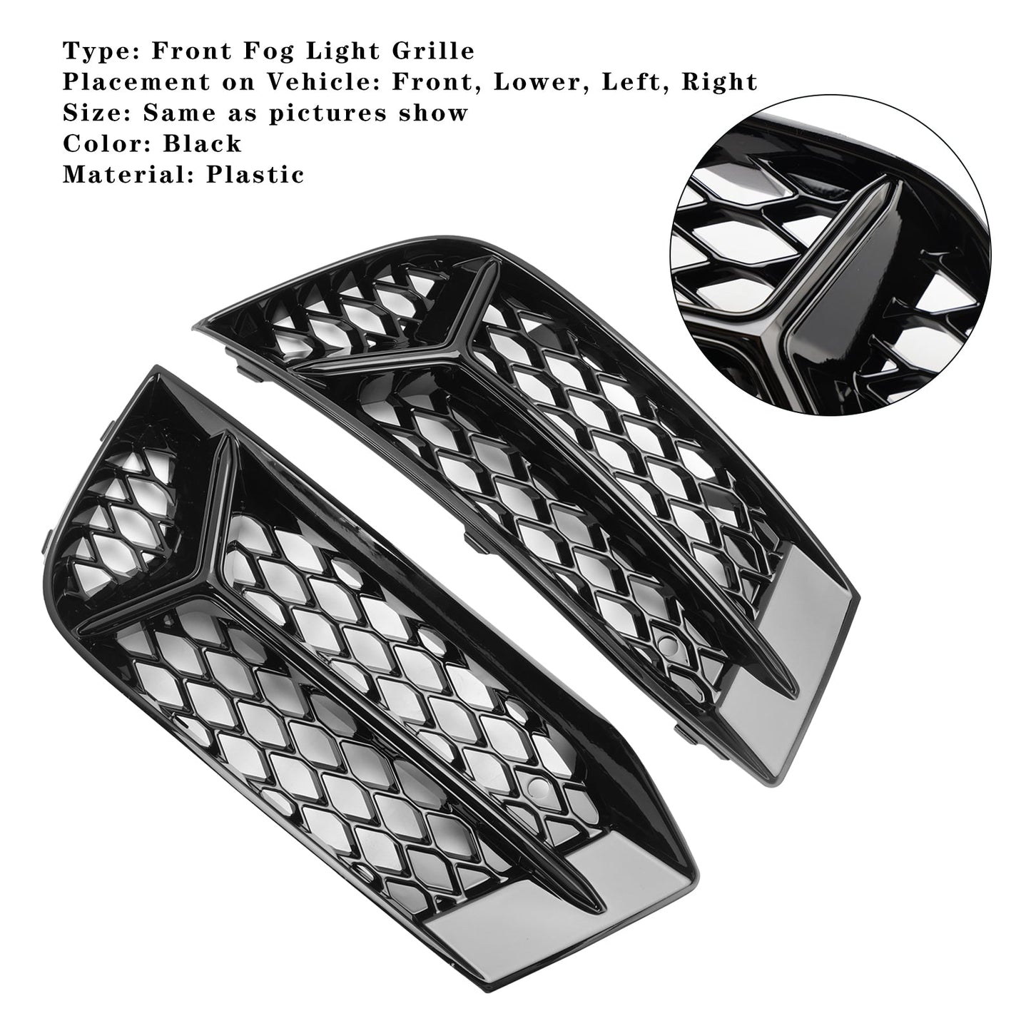 Griglia paraurti anteriore Audi A3 2017-2020 Copertura fendinebbia Telaio lampada Trim Fit