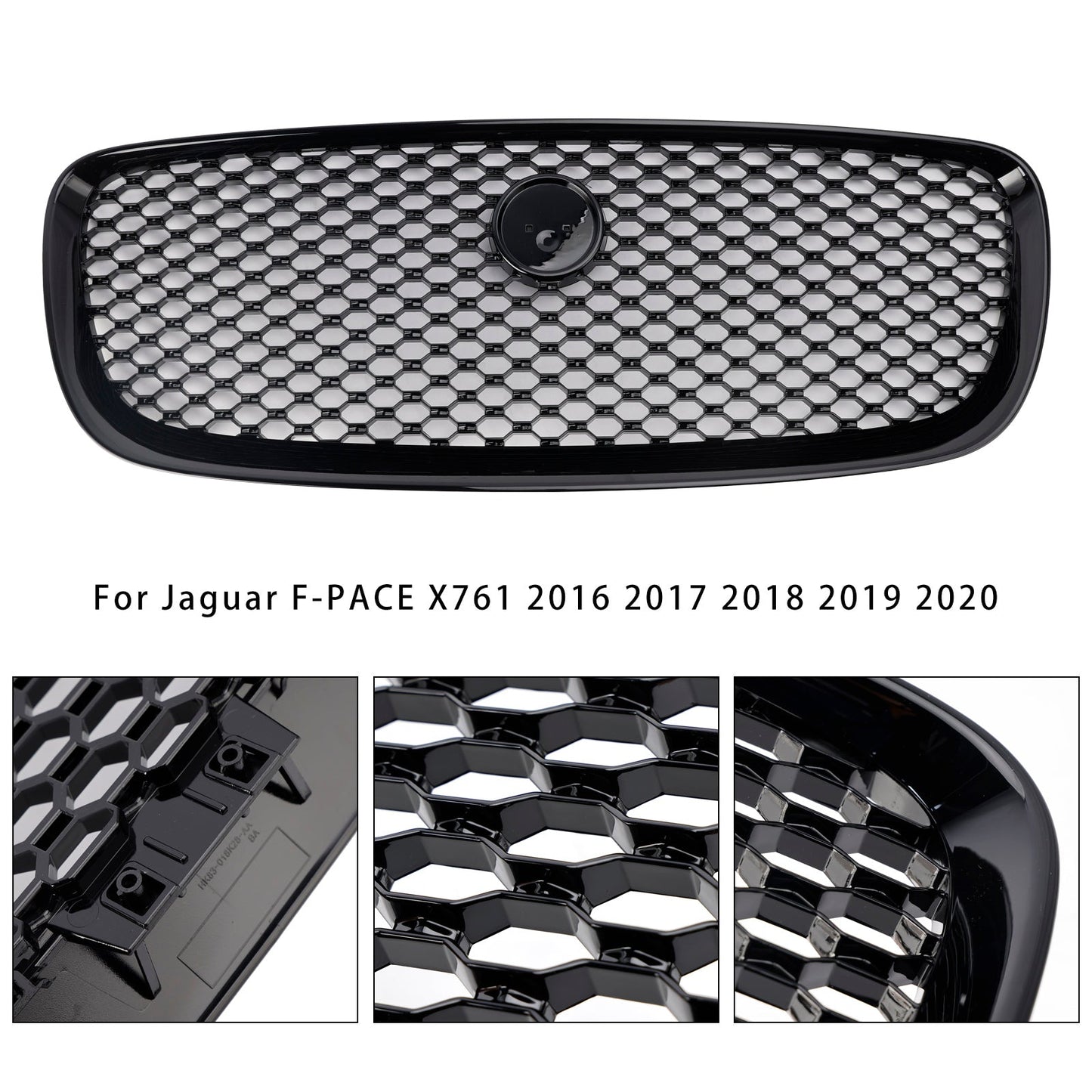 Per JAGUAR F-PACE X761 2016-2020 ABS Griglia paraurti anteriore nera lucida