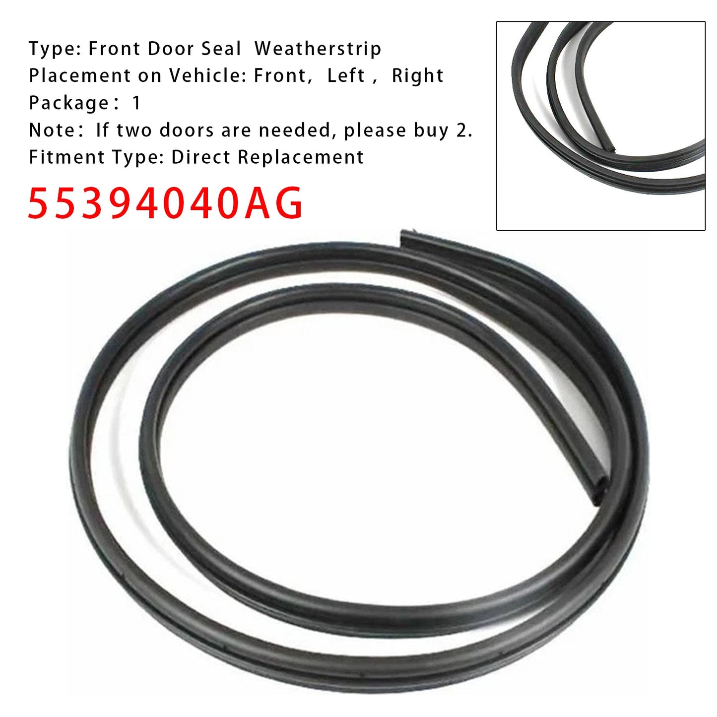 Guarnizione per portiera anteriore sinistra/destra Jeep Grand Cherokee 2005-2010