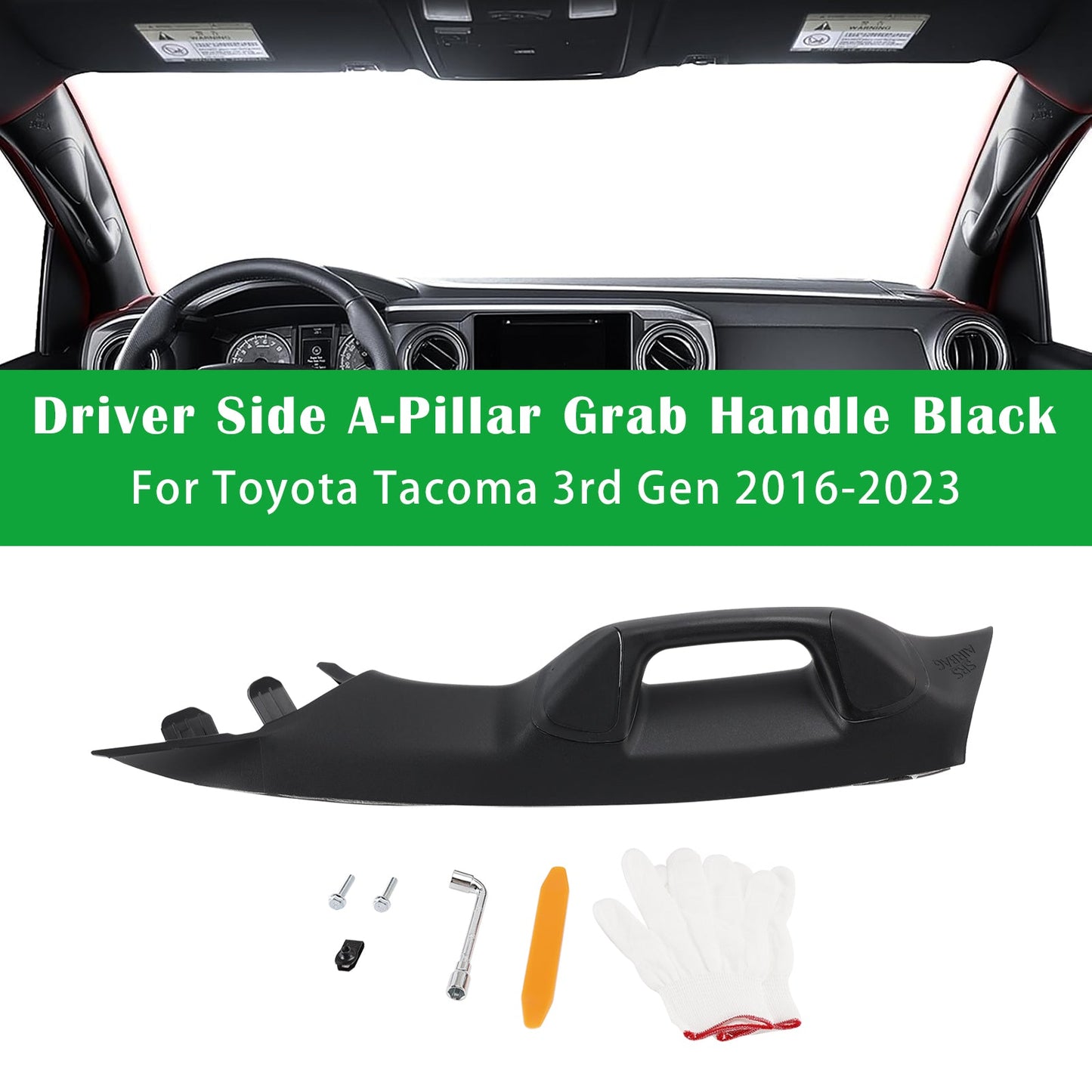 2016-2023 Per Toyota Tacoma di terza generazione Maniglia di sostegno lato guidatore, colore nero, per montante A