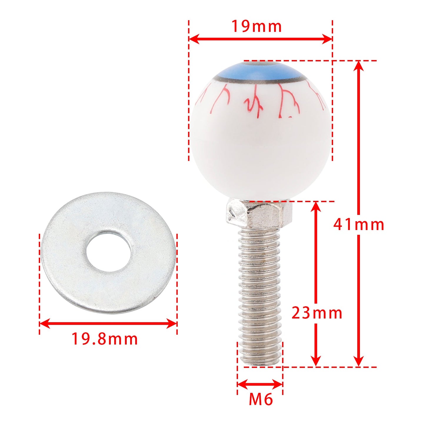 4x Targa per moto in plastica con bulbo oculare, da avvitare sul telaio, con dado