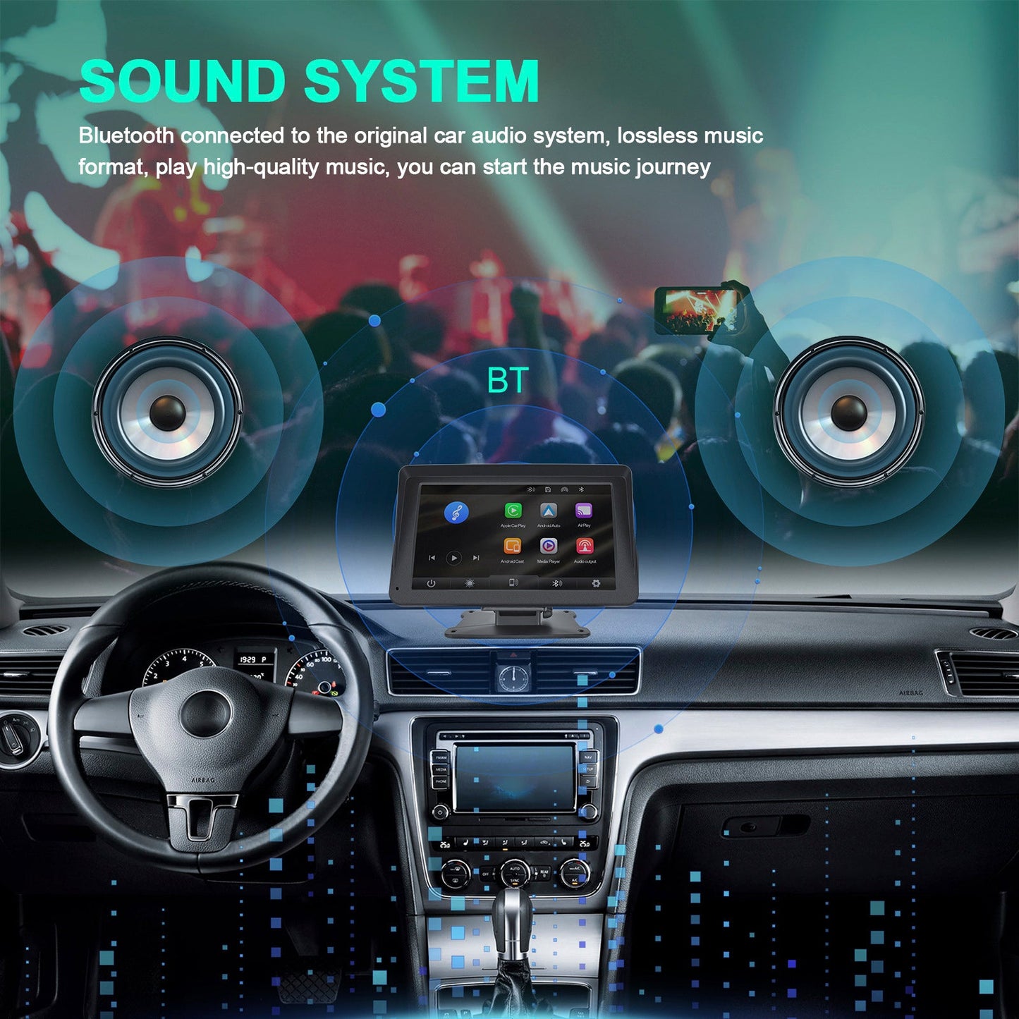 Lettore multifunzione CarPlay da 7 pollici, Apple AirPlay, Android, telecamera di proiezione