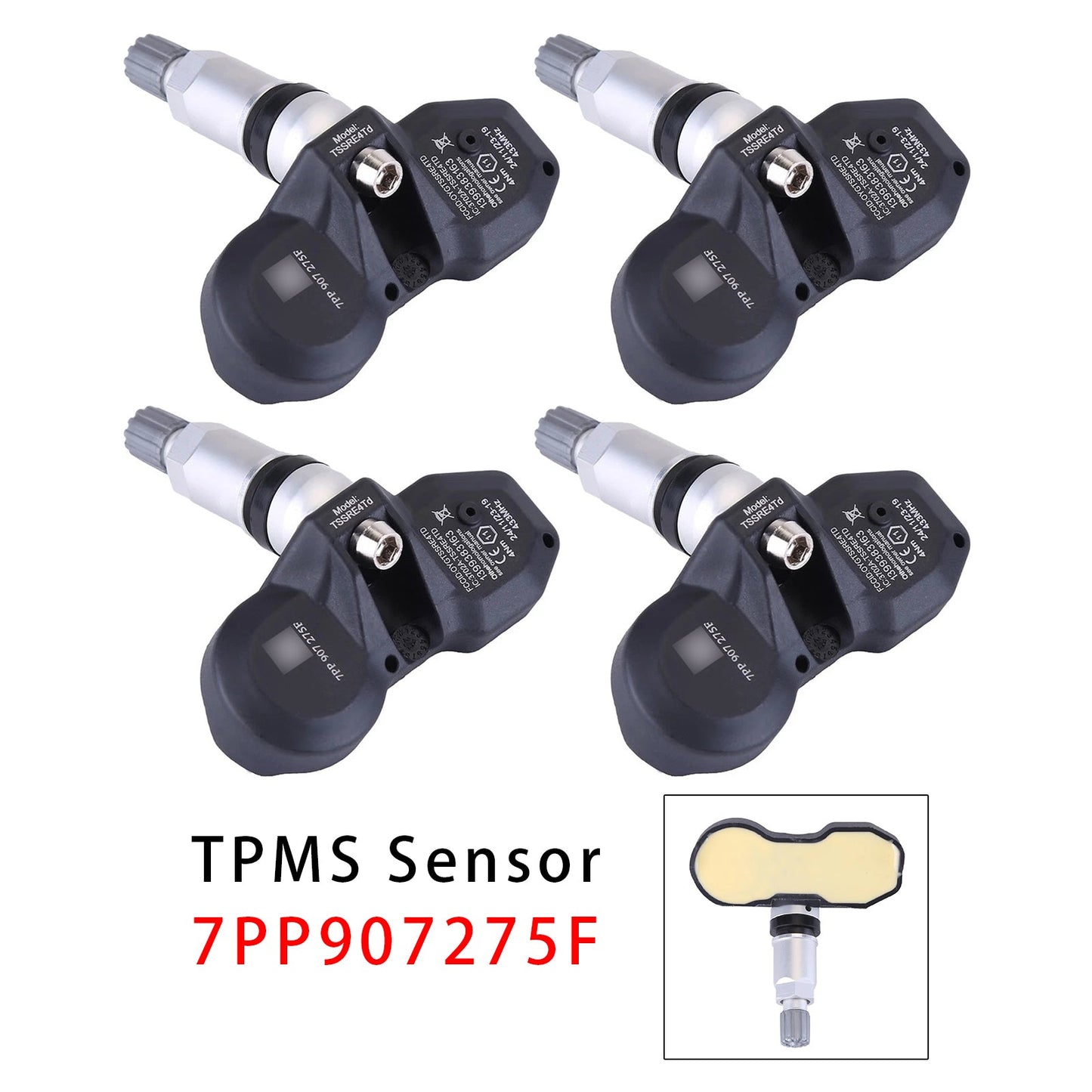 Sensore di pressione pneumatici 4X TPMS per Audi A4 A6 A8 Q7 R8 Porsche Ferrari 7PP907275F
