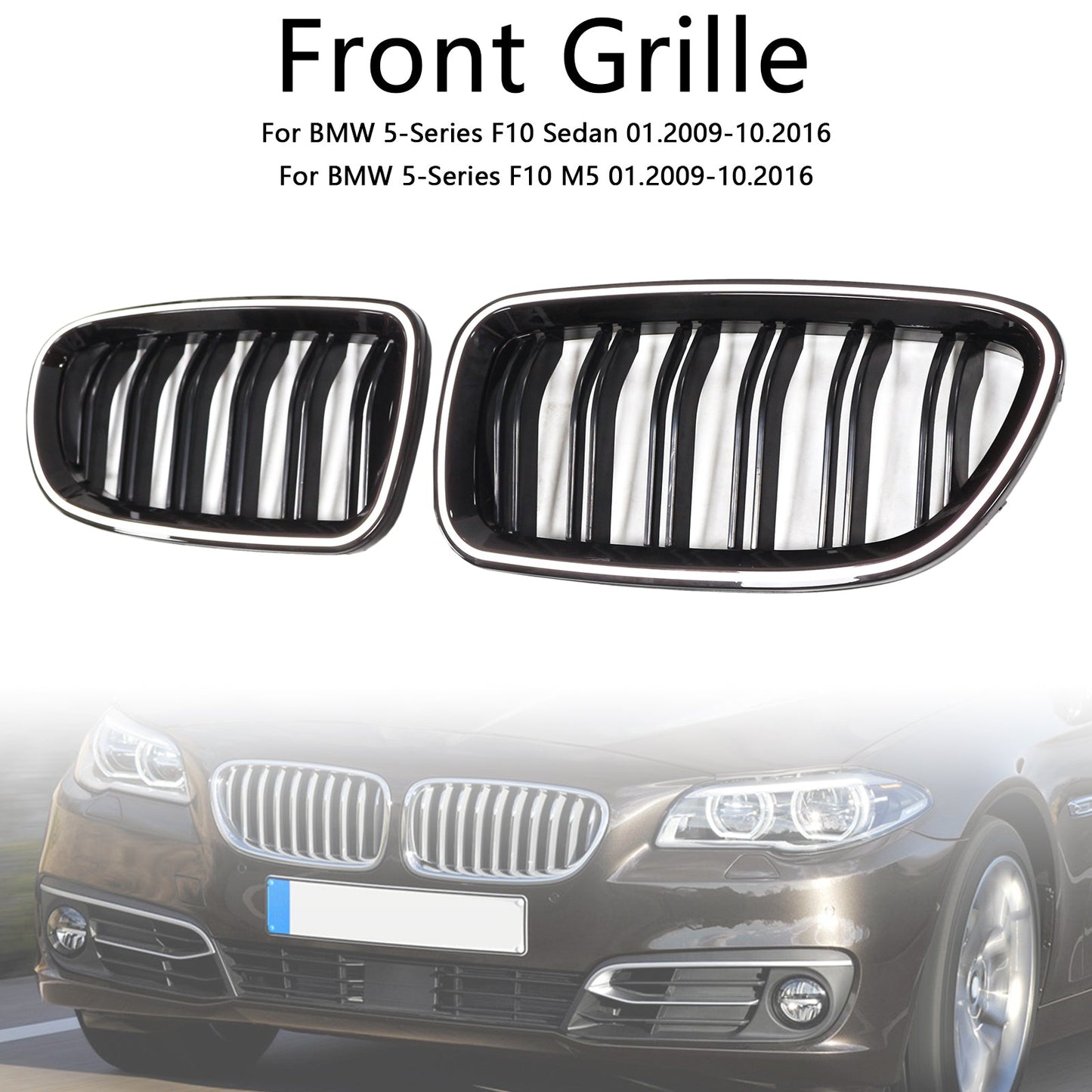 11.2009-02.2017 BMW Serie 5 F11 Touring Rene Paraurti Griglia Griglia Nero Lucido 51137203649 51137203203