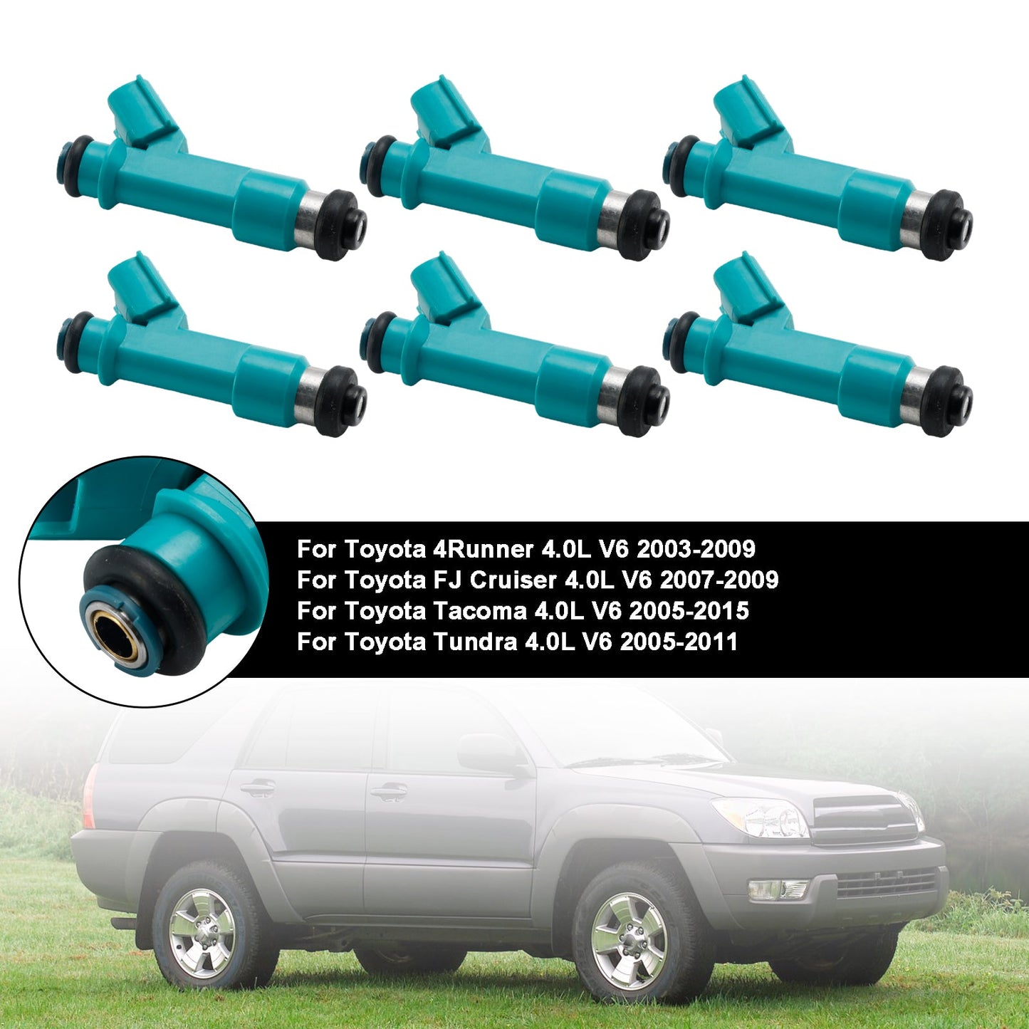 6 pezzi Iniettore carburante 23250-31060 Adatto per Toyota Tacoma 4Runner FJ Cruiser 23250-31010