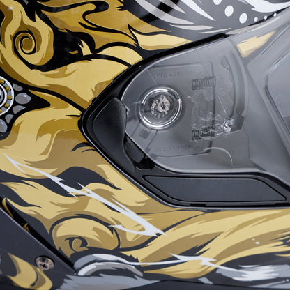 Casco da moto DOT per adulti Street Integrale Nero Oro