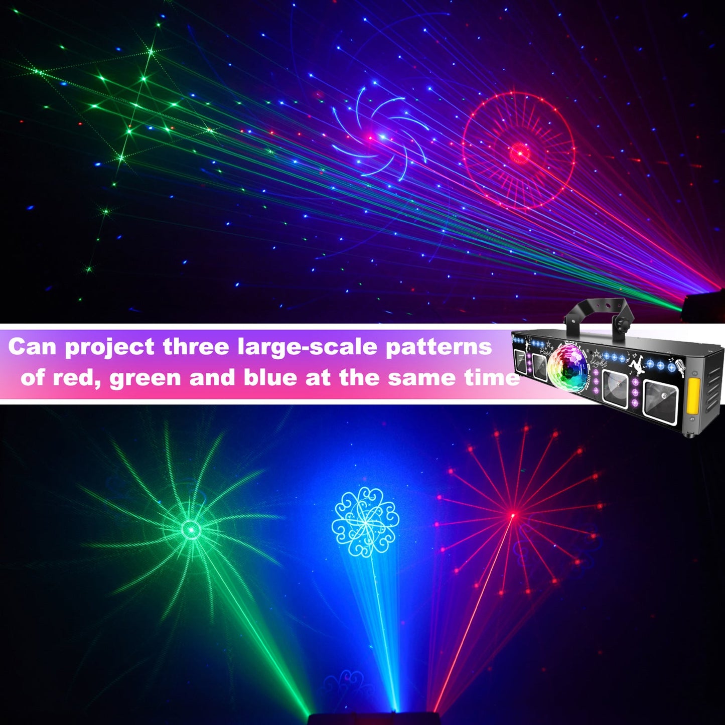 Luce di proiezione stroboscopica UV con sfera magica laser 5 in 1 da 96 immagini con telecomando