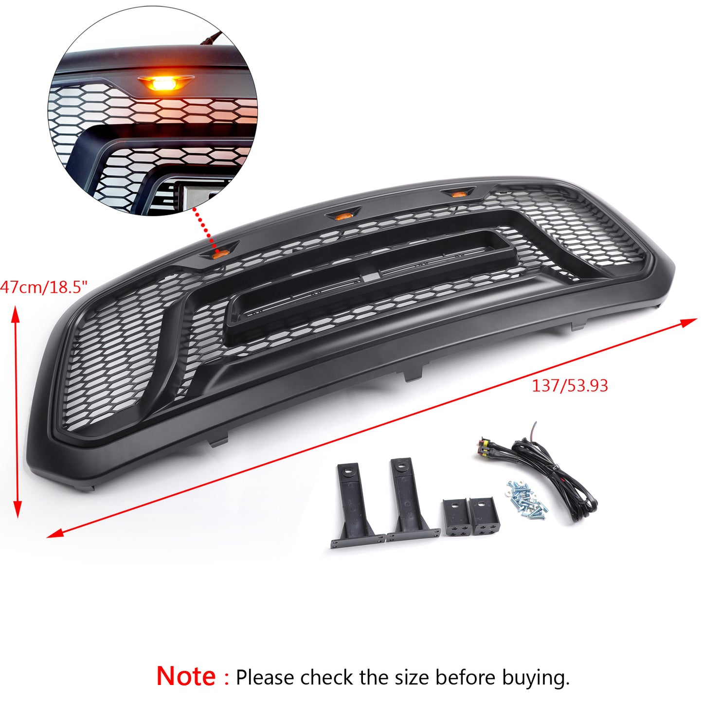 Ram 1500 2013-2018 Griglia ABS Nido d'Ape Paraurti Griglia Rebel Style BLK Generico