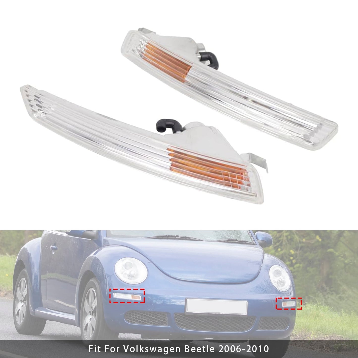 Coppia di indicatori di direzione anteriori per VW Beetle 2006-2010 senza lampadine 1C0953041R