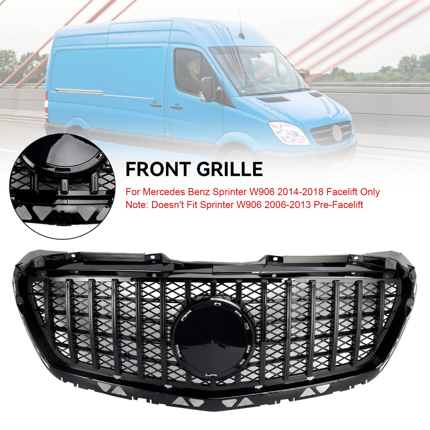 Per Mercedes Benz Sprinter W906 2014-2018 Griglia per paraurti anteriore nera