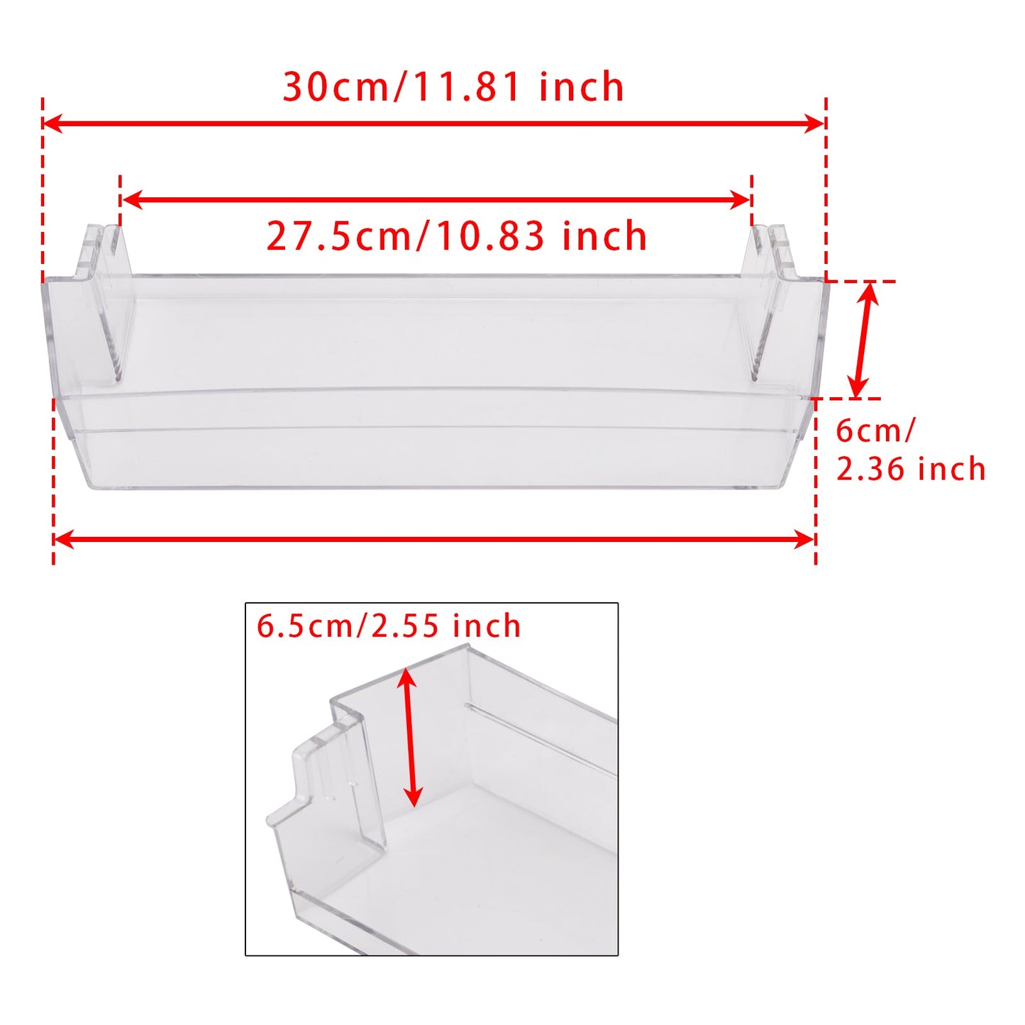 Ripiano per frigorifero grigio trasparente, scomparto centrale o superiore per porta, 306 mm, codice articolo 289072710, per caravan.