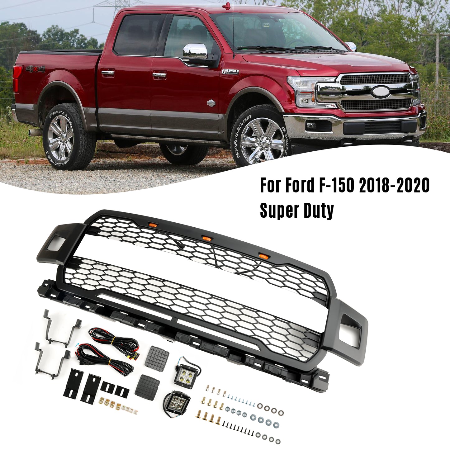 Griglia per paraurti anteriore con LED per Ford F150 2018-2020 Super Duty