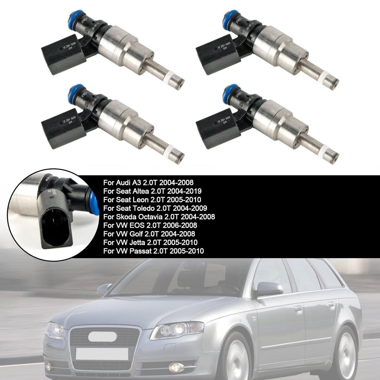 2005-2010 VW Passat 2.0T 4PCS Iniettore di carburante 0261500011 06D906036B