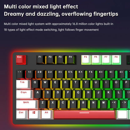 Tastiera da gioco meccanica cablata con interruttore lineare da 104 tasti e luce RGB con interruttore blu
