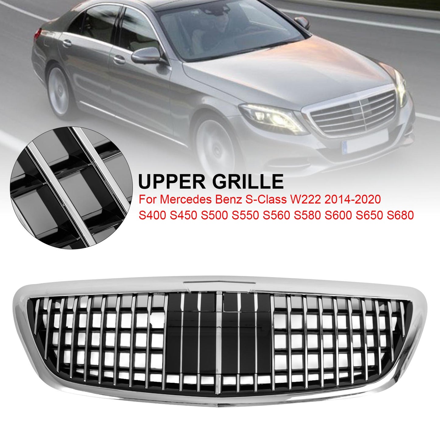 S680 Maybach Style Grille Fit Mercedes Benz W222 S Classe 2014-2020 con ACC