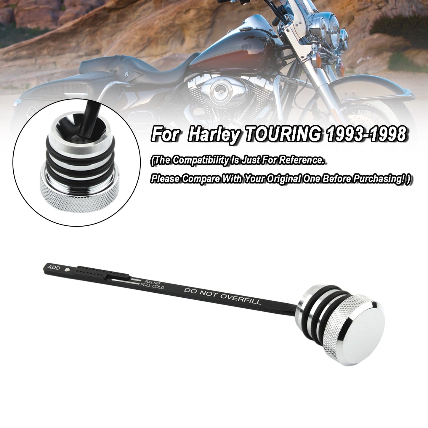 Tappo del tappo del serbatoio dell&#39;astina di livello dell&#39;olio Harley TOURING FLHT FLHS FLTC 1993-1998 0710-0002