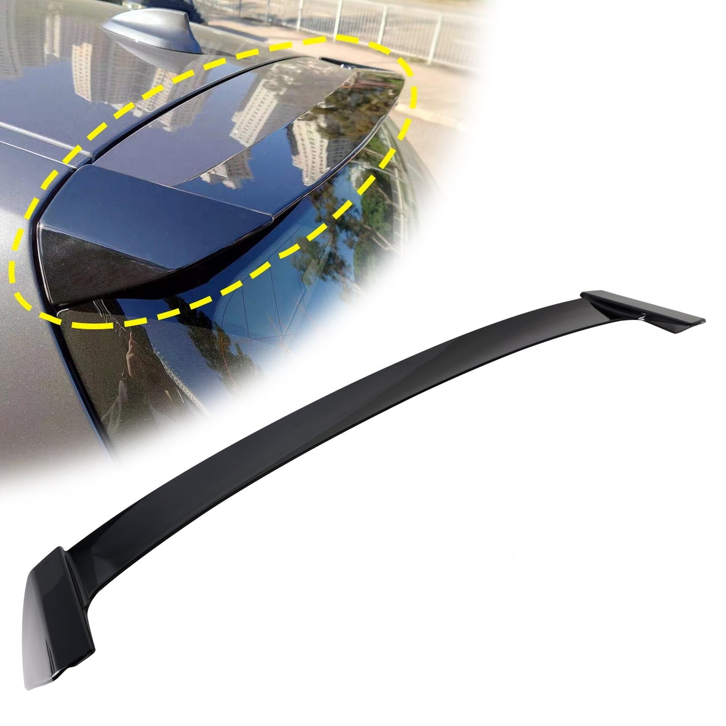 Spoiler posteriore per tetto e ala del bagagliaio, colore nero lucido, per BMW Serie 1 E81 E87 2004-2011