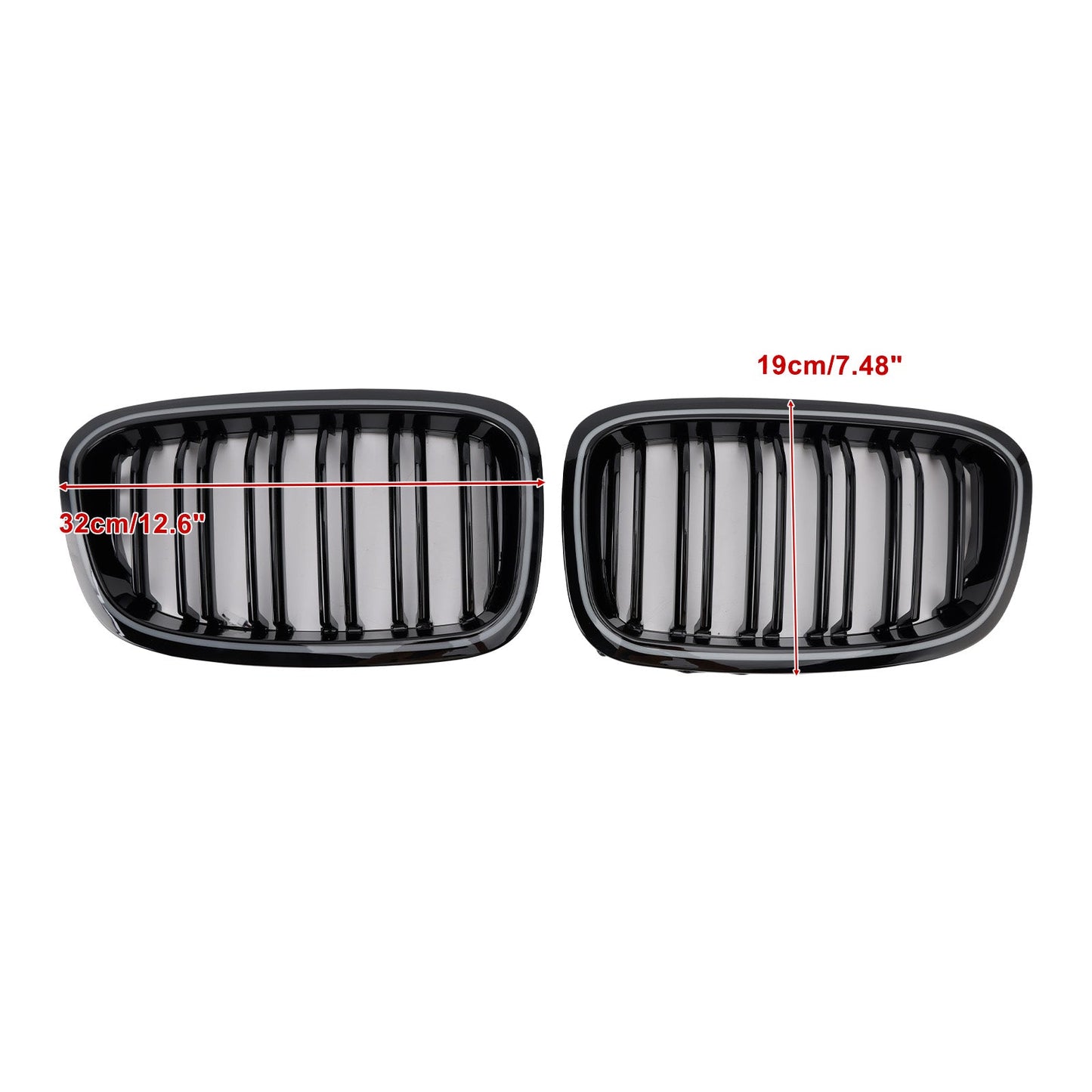 Griglia anteriore a doppio rene per paraurti BMW Serie 1 F20 F21 2012-2014 (2 pezzi) 551137239021