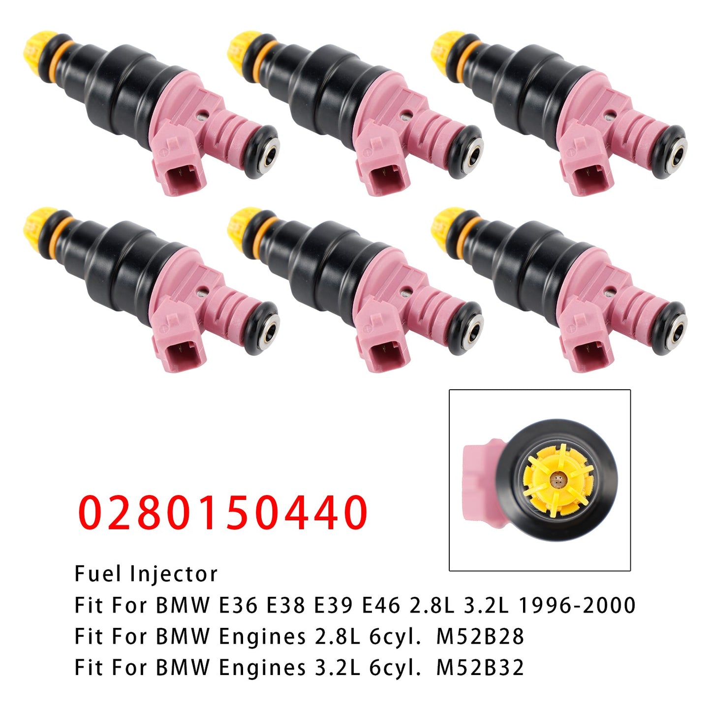 6 pezzi iniettore carburante per BMW E36 328i M3 E39 Z3 1996-2000 2.8L 3.2L 0280150440