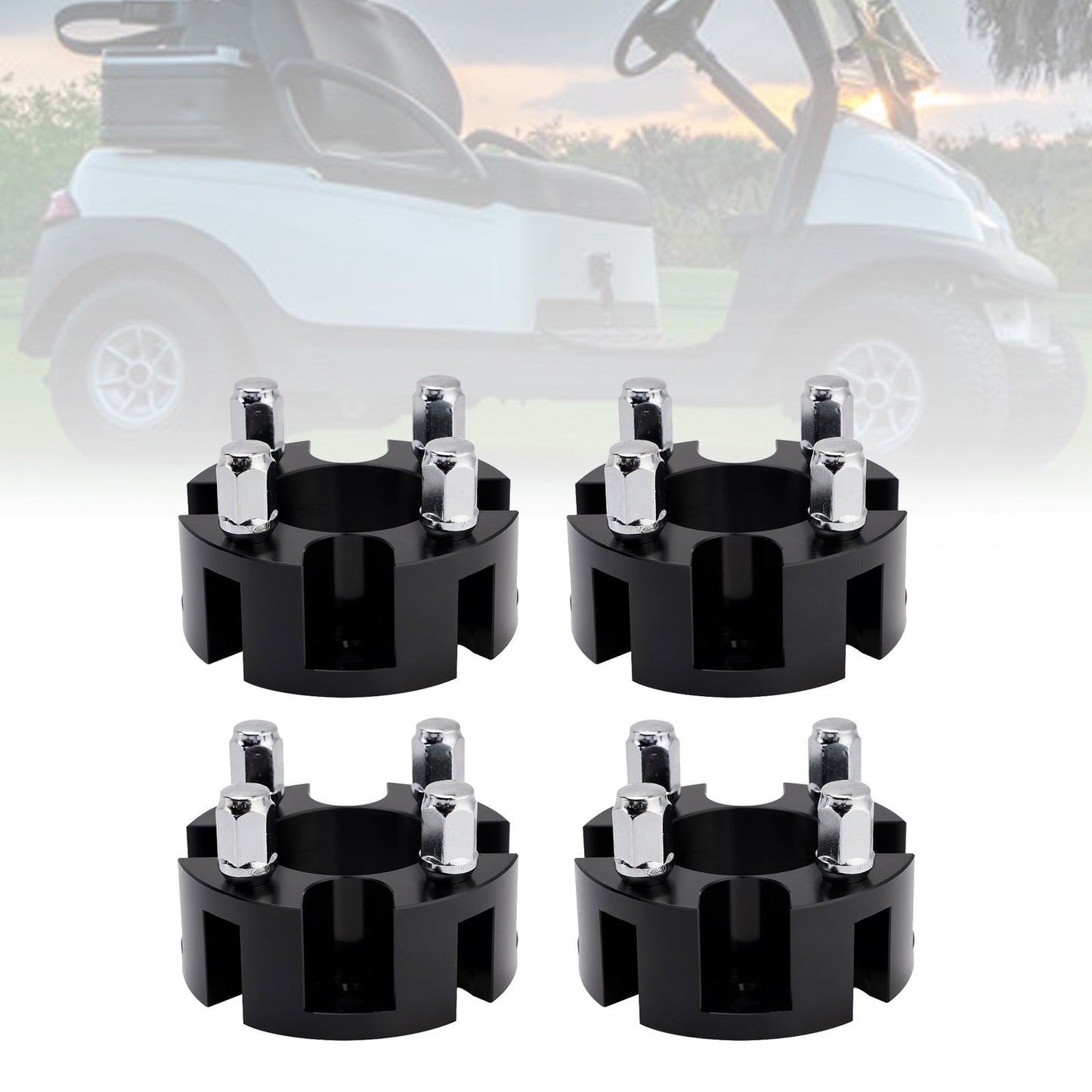Kit distanziali per ruote da 2"" per carrelli da golf, dadi ruota neri per Yamaha Club Car Ezgo