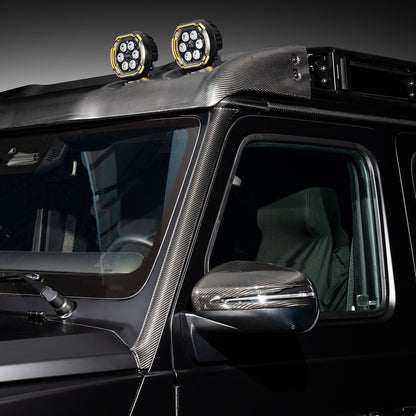 Cornice di finitura per bocchetta d'aria laterale anteriore in fibra di carbonio per Mercedes-Benz Classe G G63 G550 (modelli dal 2025 in poi).