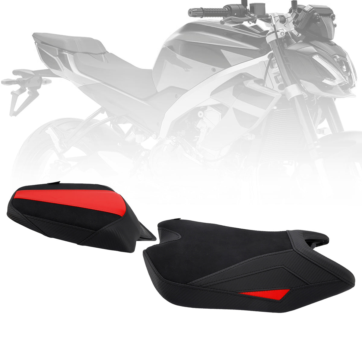 Kit sella conducente e passeggero Rs 457 per Aprilia RS457 2024-2025, cuscino in PU rosso.