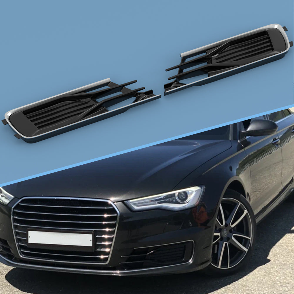Audi A6 C7 2014-2018 2 pezzi griglia di copertura fendinebbia paraurti anteriore nera cromata