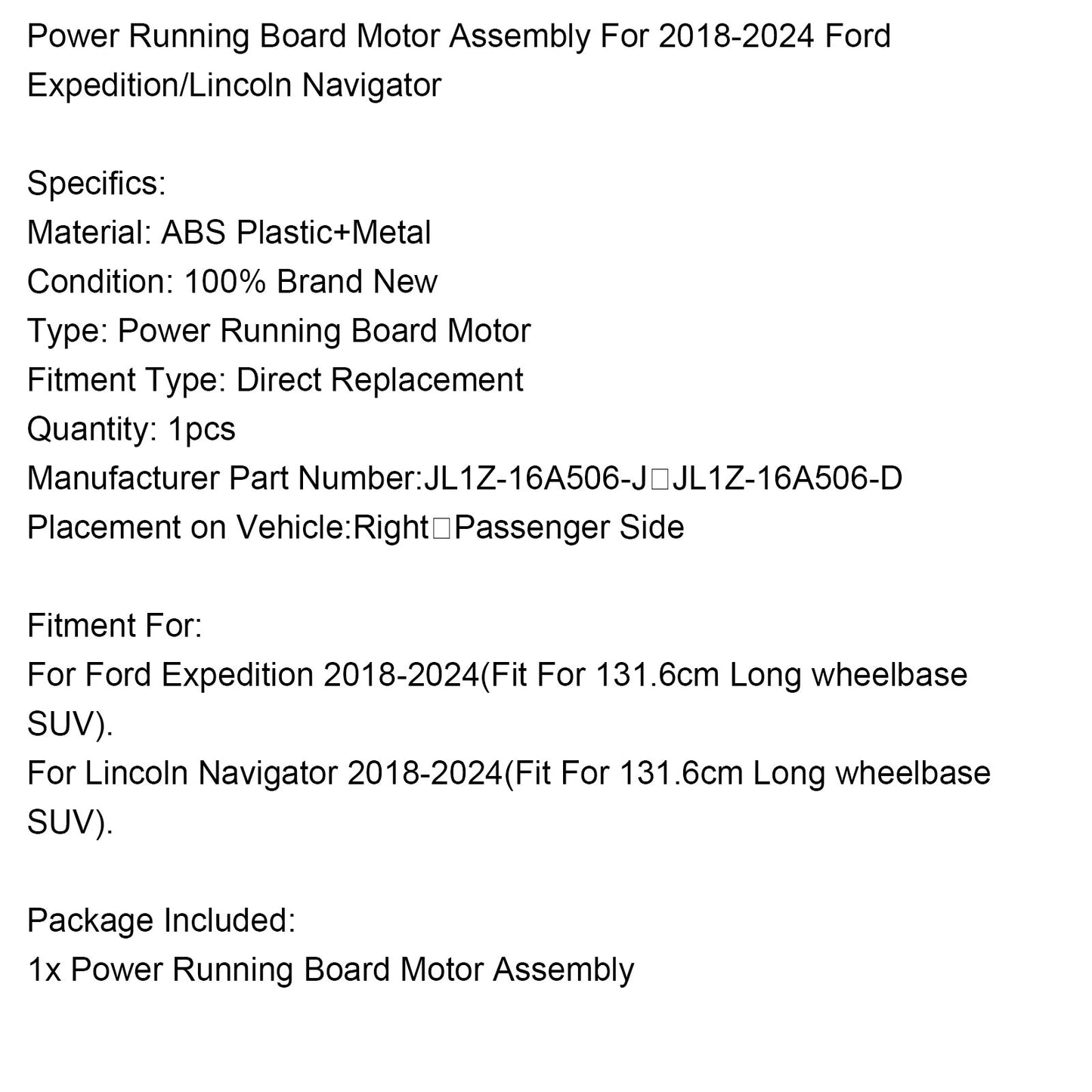 Motore elettrico per pedana di corsa Ford Expedition Navigator 2018-2024 JL1Z-16A506-D
