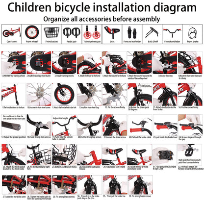 14/16/18 pollici per bambini in bicicletta per bambini ragazzi e ragazze con ruota ausiliaria