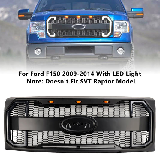 Griglia paraurti anteriore stile Raptor nero opaco Ford F150 2009-2014 con LED