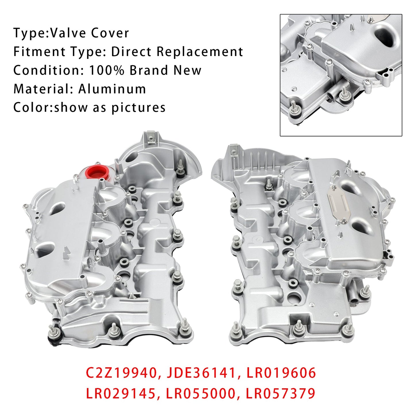 Land Rover Discovery Range Rover 3.0 V6 306DT Coppia di coperchi valvole in alluminio C2Z19940