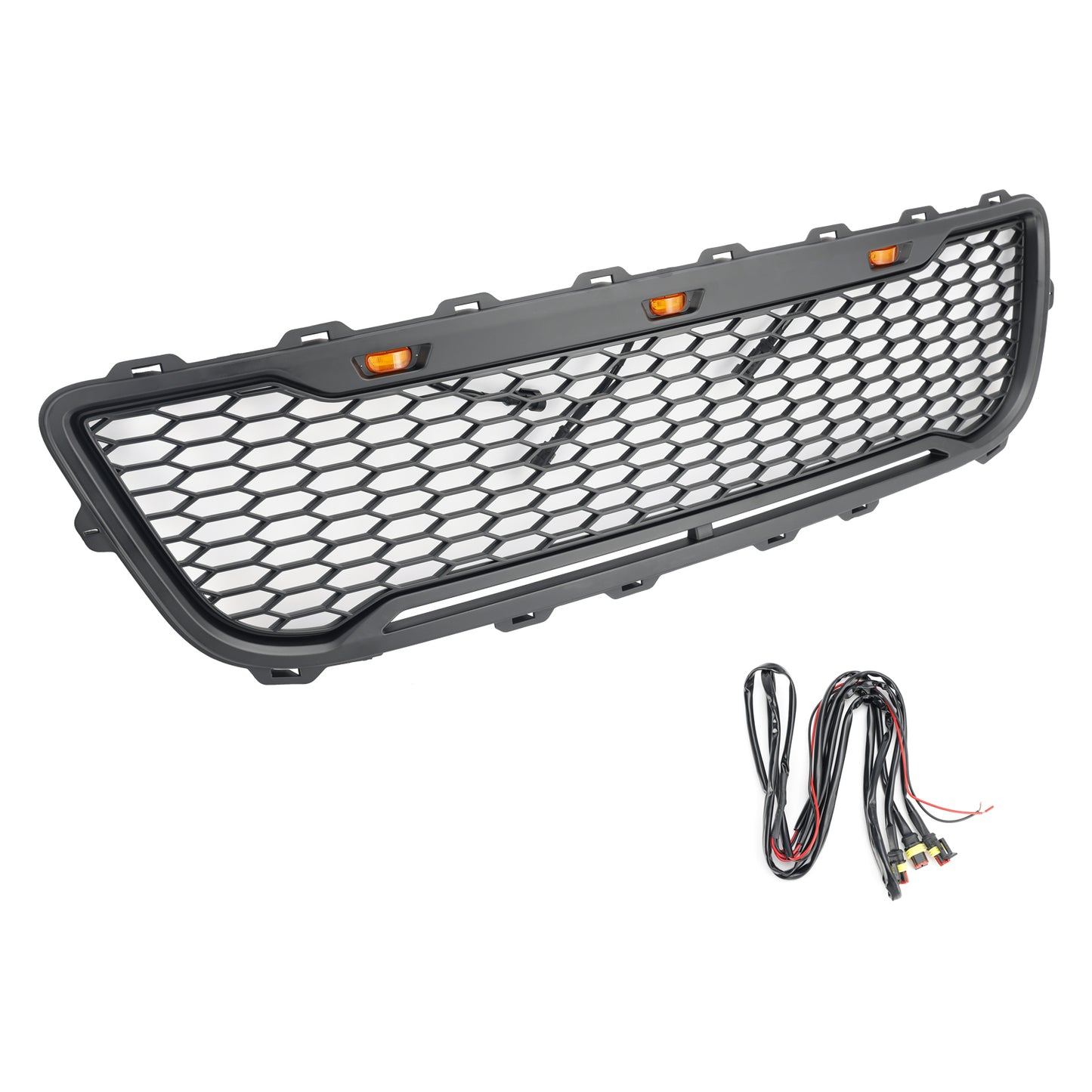 Griglia paraurti anteriore a nido d'ape nera opaca stile Raptor per Ford F150 1999-2003 con LED