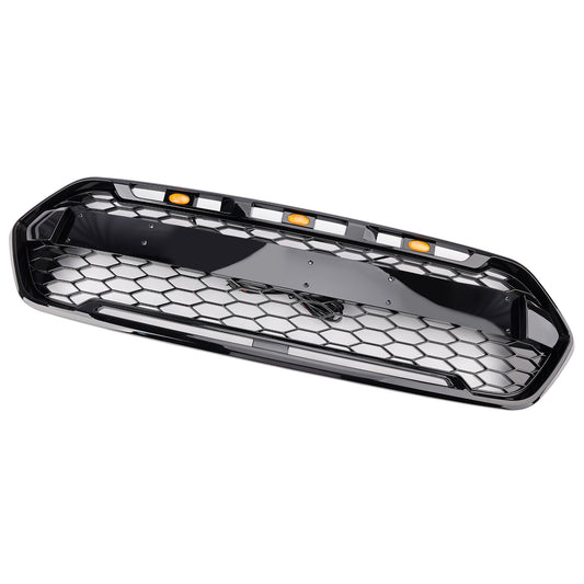 Griglia del paraurti anteriore nero lucido per Ford Transit personalizzato Trail 2018-2023 con 3LED