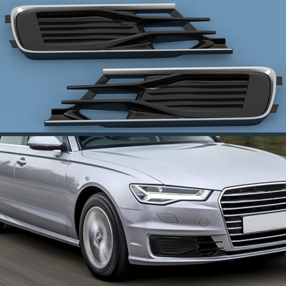 Audi A6 C7 2014-2018 2 pezzi griglia di copertura fendinebbia paraurti anteriore nera cromata
