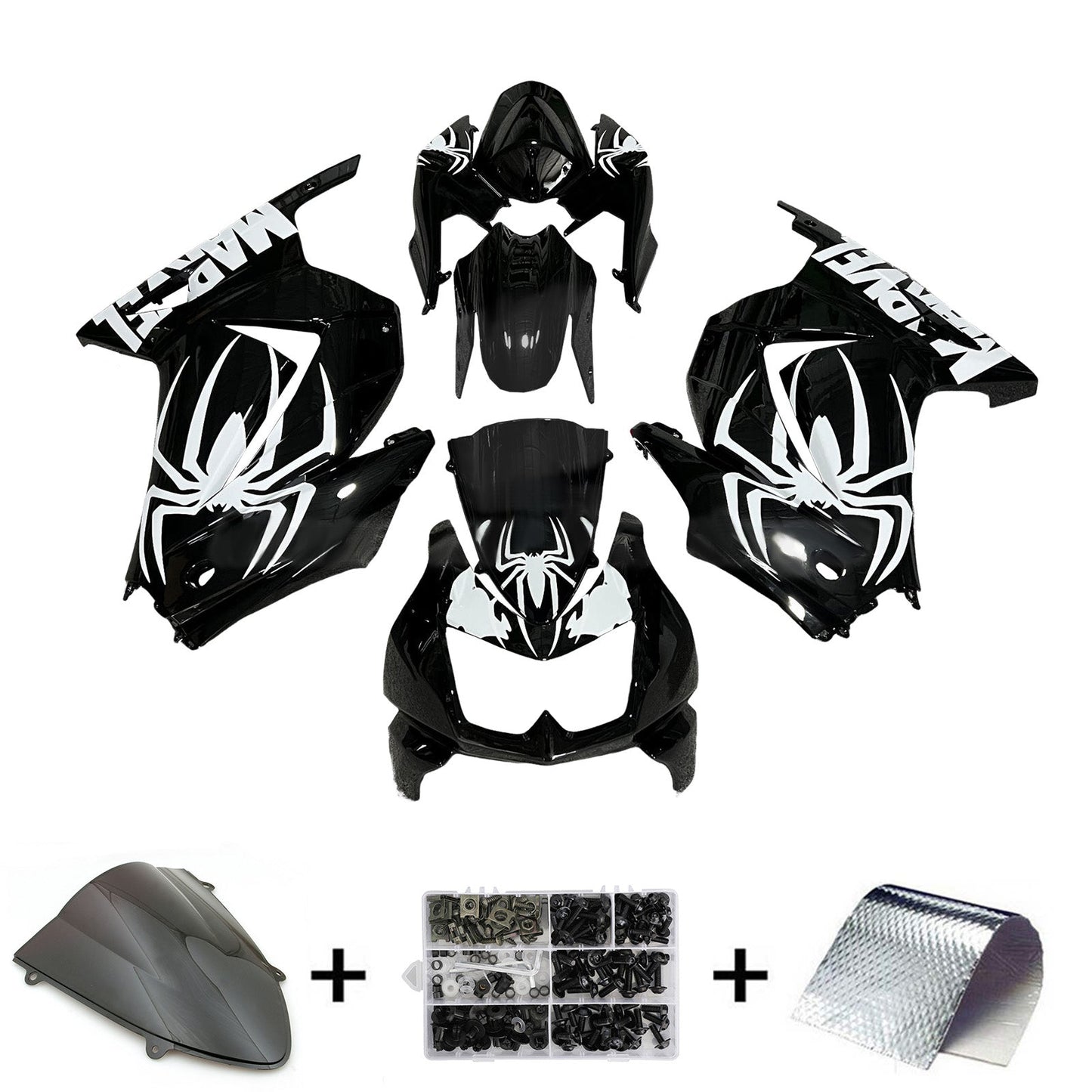 Kit carenatura iniezione in plastica ABS adatto per Kawasaki EX250 Ninja250R 2008-2012