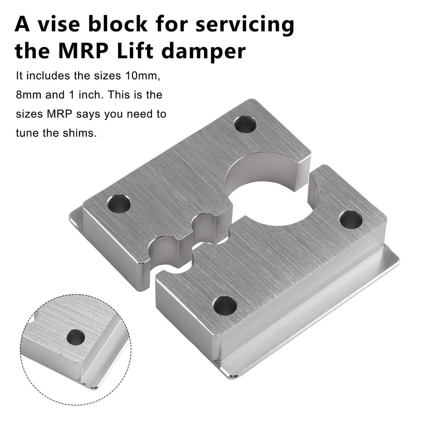 Strumento per la regolazione dell'ammortizzatore MRP Lift. Dotato di morsa/blocco da 8 mm/10 mm/1 pollice.