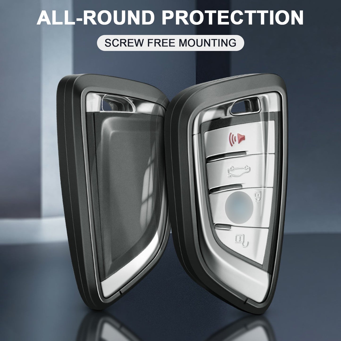 Custodia per chiave auto in TPU nero in lega di alluminio con fibbia per BMW X3 X1 X5