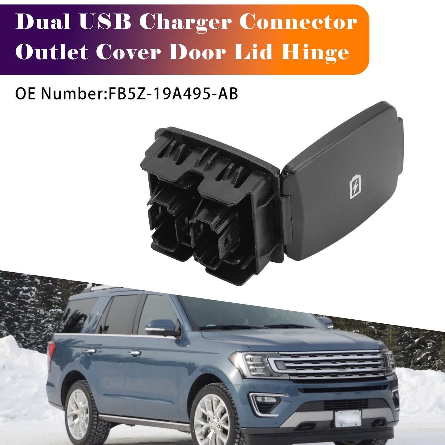 Coperchio con doppio connettore di ricarica USB FB5Z-19A495-AB per F-Super Duty Navigator 16-21