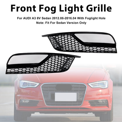 Griglie fendinebbia anteriori nere lucide per Audi A3 8V Berlina 2013-2016