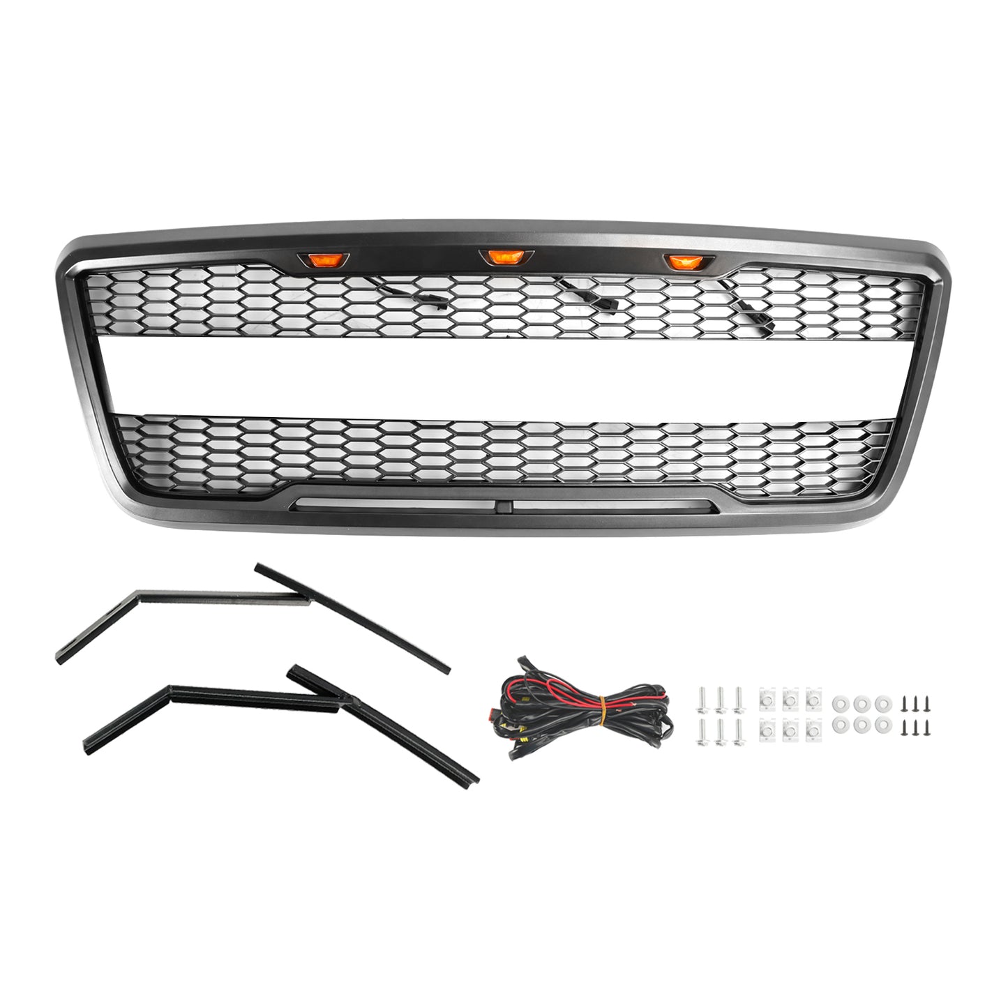 Per Ford F-150 2004 2005 2006 2007 2008 Style Raptor Griglia del cofano anteriore in rete sostitutiva con LED