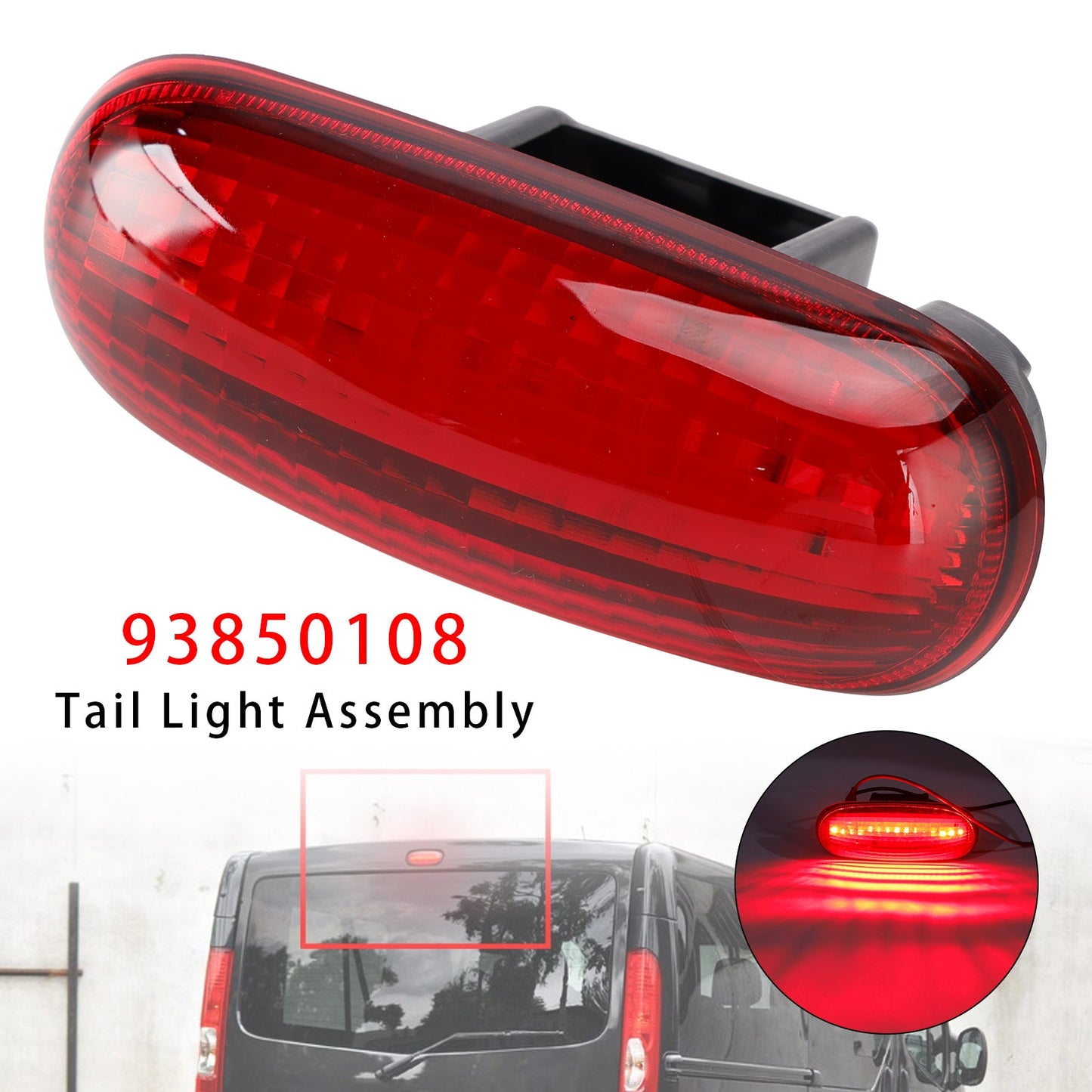 Terza luce di stop posteriore di livello superiore 93850108 per Vauxhall Vivaro A X83 01-2014 Rossa