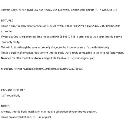 2013 Sea Doo RXT-X AS 260 e corpo farfallato RS 20892592 20892591