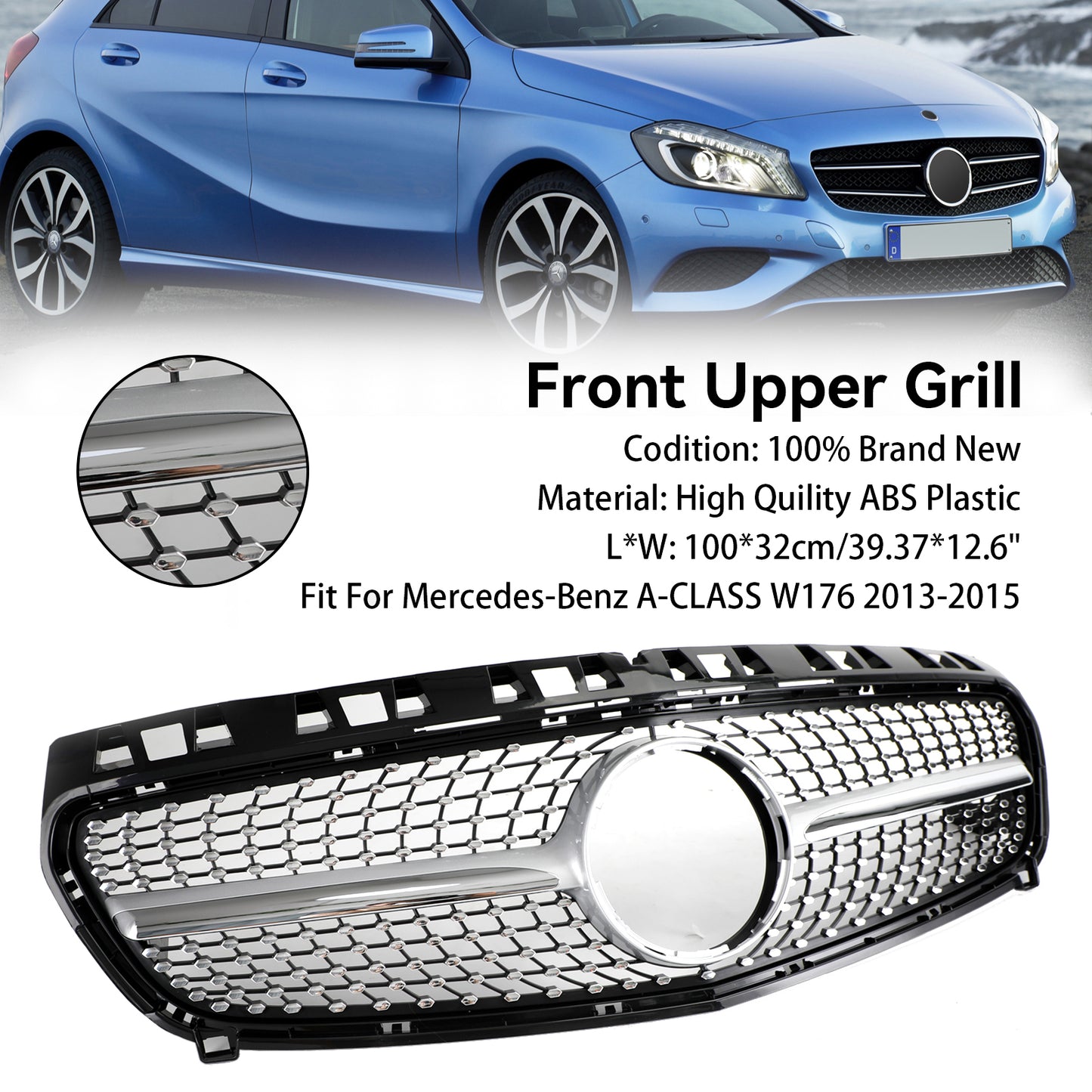 Per Mercedes Benz CLASSE A W176 2013-2015 Griglia per paraurti anteriore Diamond