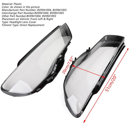 Per Audi A3 2013-2016 Chiaro Copertura faro Lente faro 8V0941004 8V0941003