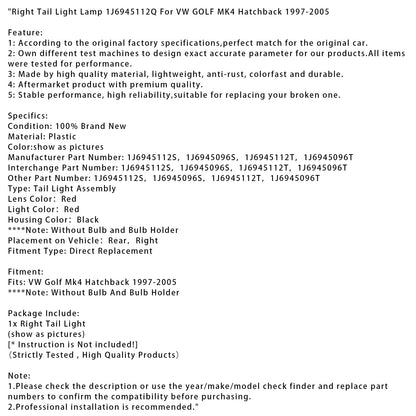 Lampada fanale posteriore destro VW GOLF MK4 Hatchback 1997-2005 1J6945112S
