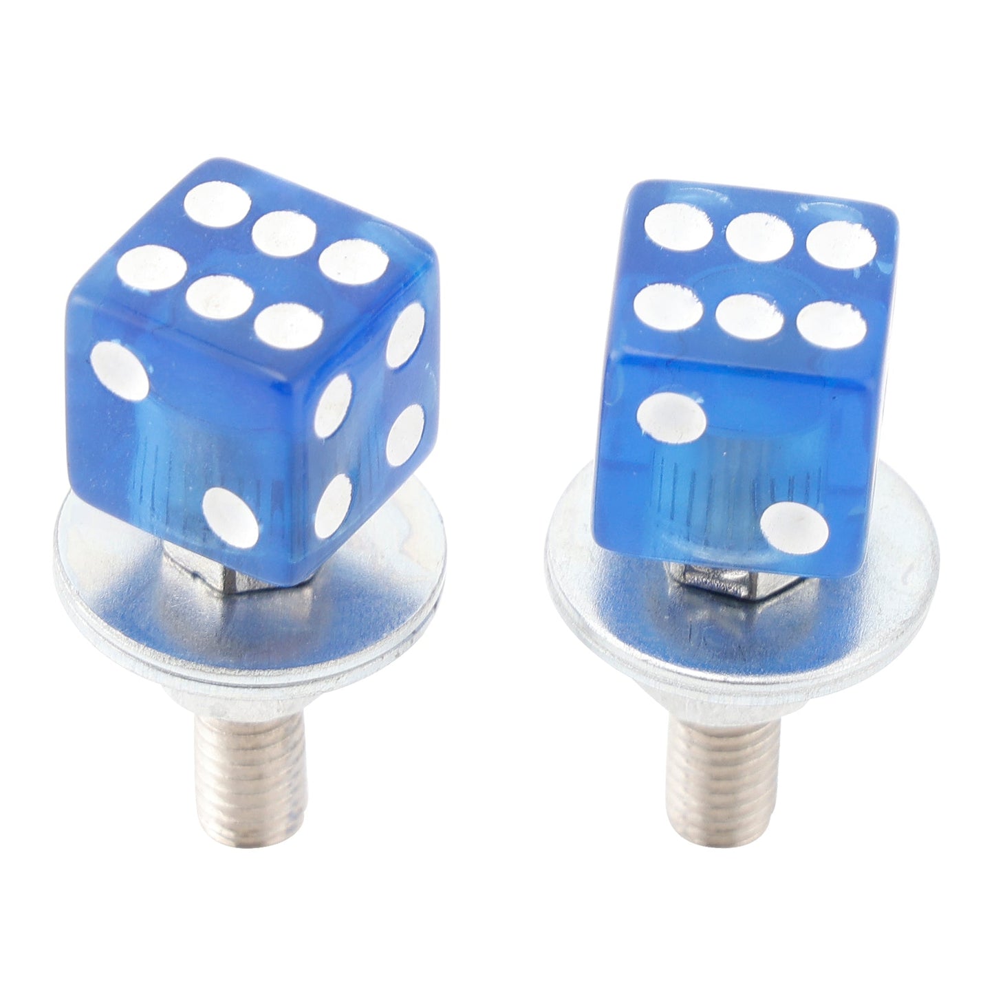 2x bulloni per targa DICE personalizzati, in plastica blu, per motocicletta, chopper e bobber