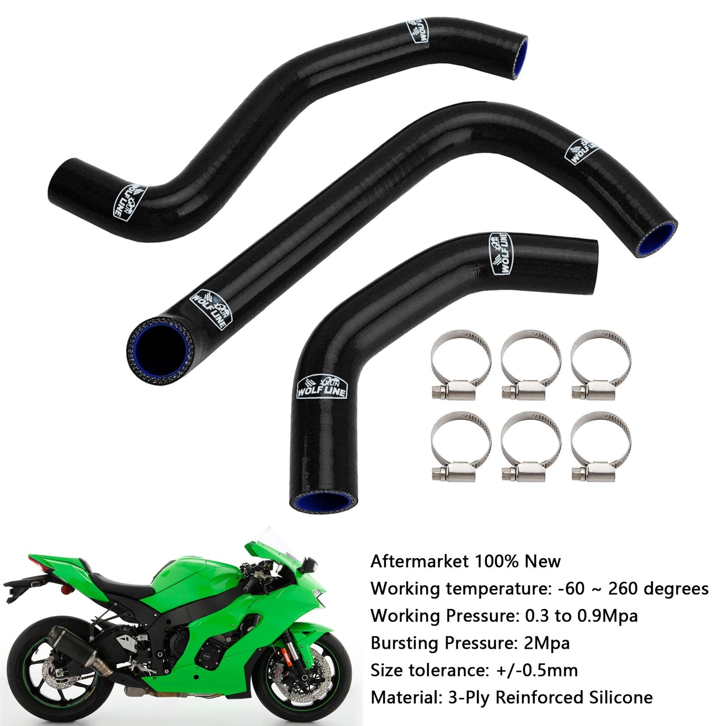 Tubo flessibile del liquido di raffreddamento del radiatore in silicone Kawasaki ZX10R ZX-10RR 2021-2025