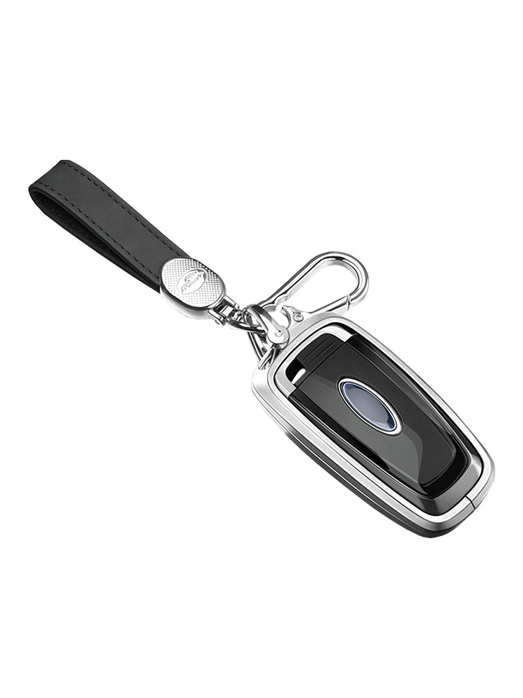 Custodia per chiave auto in TPU argentato in lega di alluminio con fibbia per Ford