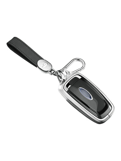 Custodia per chiave auto in TPU argentato in lega di alluminio con fibbia per Ford